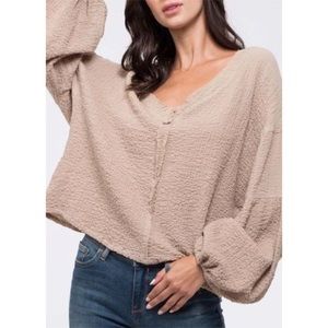 SOLD Cropped V-Neck Long Sleeve Top